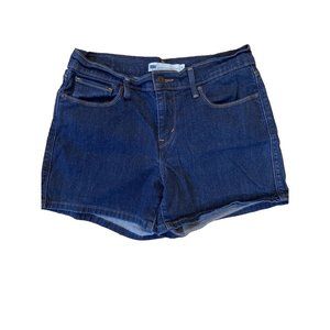 Levis Denim Shorts Womens Size 8 Medium Wash Mid Rise Zip Blue Inseam 4 inches